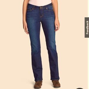 NWT Eddie Bauer Jeans Stayshape Bootcut Dark Wash Curvy Fit Size 16 Tall